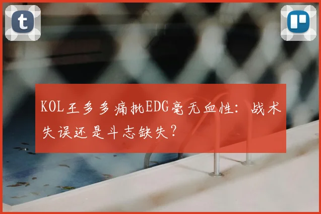 KOL王多多痛批EDG毫无血性:战术失误还是斗志缺失?